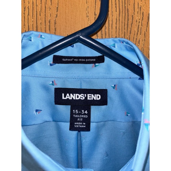 Lands’ End men’s sailboat print 100% supima cotton button front shirt (15-34) - Picture 2 of 4